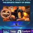 SANSUI 24 Inch Curved 240Hz Gaming Monitor FHD 1080P, 1500R Curve Computer Monitor, 124%sRGB, 3000:1 Contrast Ratio, HDR, FreeSync, MPRT 1Ms, Low Blue Light, HDMI DP ports.(ES-G24C1 PRO DP Cable Incl)