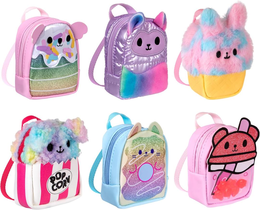 REAL LITTLES - Scented Surprise Micro Backpacks, Soft, Fluffy, Cute Food Themed Micro Backpack With 5 Scented Real Working Micro Stationery Surprises Inside, 6 To Collect