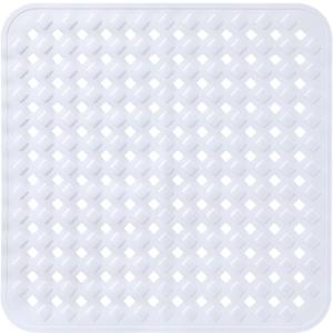 Yimobra Square Shower Mat Non Slip, Super Strong Suction Cups, 21"x21" Bath Tub Mat with Drain Holes, Machine Washable Fast Draining Bath Mats, Bathroom Essentials,White