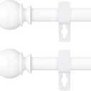 White Curtain Rods for Windows 28 to 48 Inch, 5/8" Diameter Heavy Duty Metal Adjustable Small Curtain Rod With Bracket(2.3-4 Feet)