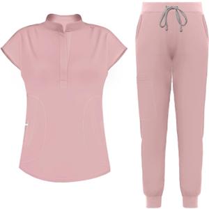 Medical Scrubs for Women Set, Stand-up Collar Scrubs Top & Jogger Scrub Pants with 8 Pockets Nurse Uniforms Set, Size: Small