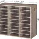 HOOBRO Literature Organizer, 27 Compartments Wooden Mail Organizer, Countertop Literature Sorter with Adjustable Shelves for Home, Office, School, Student Mailbox for Classroom, Greige BG27WF01