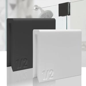 Frameless Glass Shower Door Latch - No Drill Sliding Stop for Privacy, Effective Pet Barrier for Bathroom, Removable & Damage-Free Accessory for Rental Homes & Shared Spaces (White, 1/2 in)