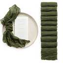 Ling's Moment Luxury Cloth Wedding Napkins - 19x19 Inch Reusable Cheesecloth Linen Napkins for Wedding Reception, Bridal Shower, Dinner Table - Washable, Durable (Set of 10), [Sage Green]