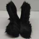 Valpeak Snow Boots for Women 2024 Furry Boots Winter Knee High Flat Heel Fluffy Faux Fur Boots (14 Wide, Black)