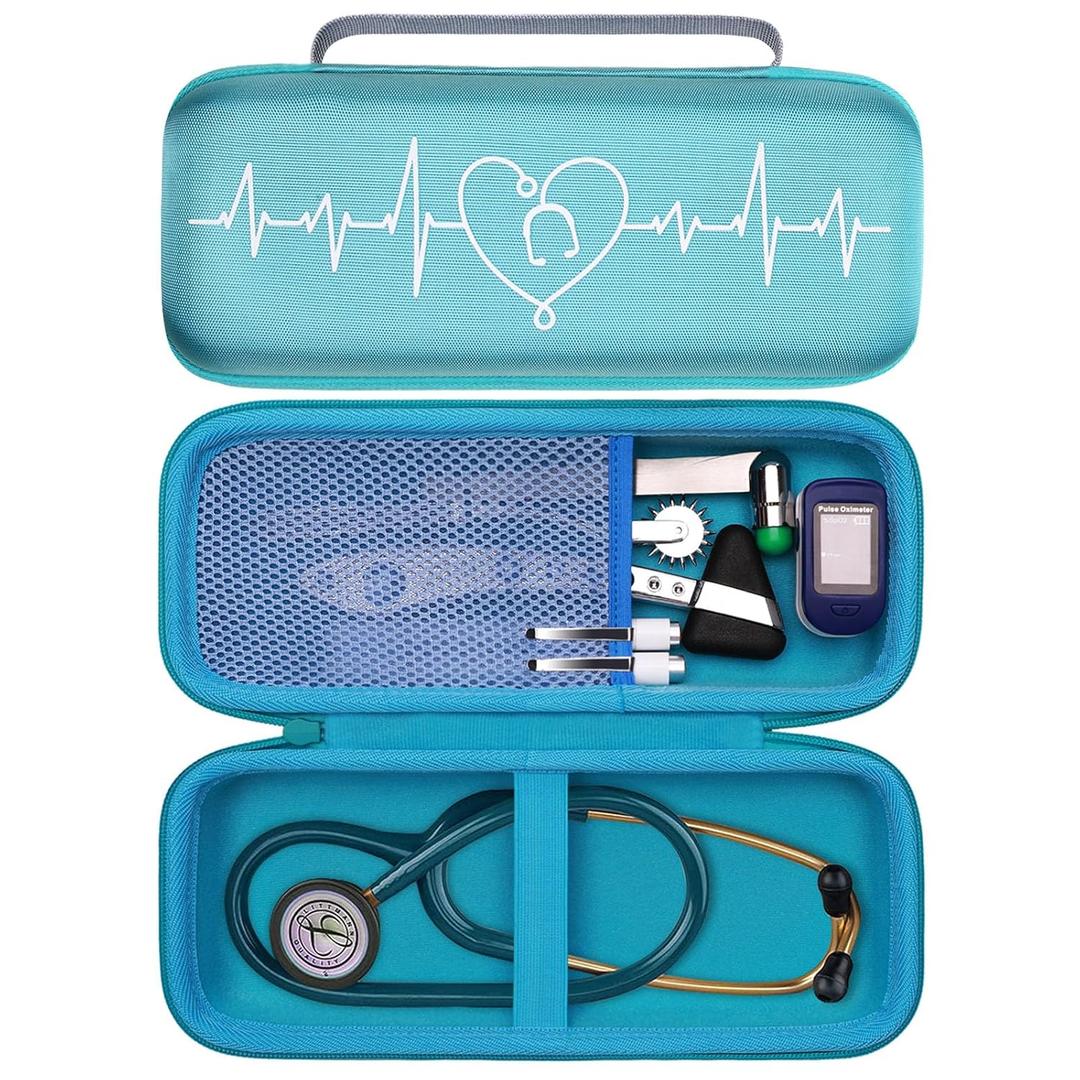 Stethoscope Case for 3M Littmann Cardiology III,II,IV,3M Littmann Master Cardiology/MDF MDOne Stainless Steel Stethoscope Nurse Accessories (Peacock Green Outer+Light Blue Inner)