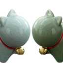 Ceramic Cat Figurine, 2 Pack Miniature Lucky Cat Statue Mini Cute Cat Sculpture Tea Pet Cat Tabletop Ornaments Home Office Decoration, Micro Landscape Fairy Garden Decor Car Dashboard Decor (Set 6)