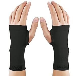 2 x MGANG Wrist Support Sleeves, 1 Pair Wrist Compression Gloves for Unisex, 20-30 mmHg Wrist Brace Support for Carpal Tunnel, RSI, Tendonitis, Sprains, HandInstability, Pain Relief, Black L