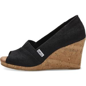 TOMS womens Classic Wedge (11 Narrow, Black Scattered Woven)