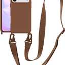 Compatible with iPhone 17 Pro Case with Lanyard Crossbody iPhone Case with Strap Adjustable Shockproof Drop Protection Silicone Phone Cover for iPhone 17 Pro 6.3 inch Brown