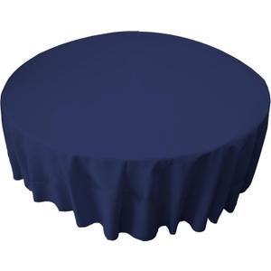 LA Linen Polyester Poplin Washable Round Tablecloth, Stain and Wrinkle Resistant Table Cover 72", Fabric Table Cloth for Dinning, Kitchen, Party, Holiday 72-Inch, Navy, (TCpop72R_NavyP72)