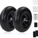 2PC 13" 4.00-6 Tire and Wheel Flat Free, Universal 5/8" Bearings & Extra 3/4" Bearings, 350lbs Load Capacity, 4.00-6 Tire Replacement for Gorilla Carts and Other Garden Carts, Wheelbarrows, Trolleys.