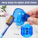 5 x Hxezoc 4 Pack Travel Toothbrush Head Covers Toothbrush Protector Cap Brush Pod Case Protective Portable Plastic Clip for Household Travel, Camping, Bathroom, School, Business (Blue, Green, Grey, Red)
