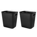 UUJOLY Plastic Trash Can Wastebasket, Garbage Container Basket for Bathrooms, Kitchens, Offices, Kids Rooms, Black, 3.5 Gallon, 2 Pack