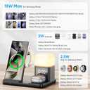 6 in 1 Wireless Charging Station for Samsung Android with Clock & Night Light，Alarm Clocks for Bedrooms,Wireless Charger Stand Beside Clock for Galaxy S26 S25 S24 Ultra Galaxy Watch Galaxy Buds