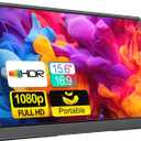 Portable Monitor 15.6 Inch 1080P FHD USB-C HDMI Ultra-Slim Travel Monitor with Kickstand & Speakers, IPS Gaming Display Screen Extender for Laptop PC Mac Phone PS Xbox Switch