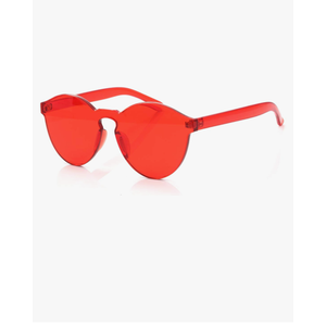 Pack of 2, Rimless Sunglasses Oversized Colored Transparent Round Eyewear Retro Eyeglasses for Women Men