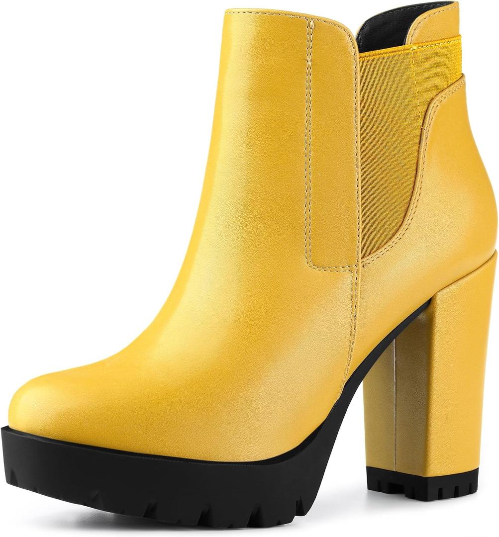 Allegra K Women's Chunky High Heel Platform Ankle Boots, 7.5