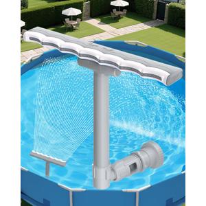 Pool Fountain for Above and Inground Pools, 2-in-1 Adjustable Wide Width Waterfall Pool Sprinkler Fountain for Cooling 10-20 Degrees,Outdoor Swimming Pool Accessories for Relaxation & Cooling (Grey) (Gray)