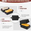9×5 Inch Cast Iron Loaf Pan with Lid, 2-in-1 Bread Baking Pans for Homemade Bread, Pre-Seasoned | Even Heat Distribution, 2 Piece Set