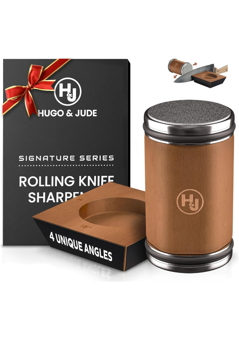 Hugo & Jude Premium Rolling Knife Sharpener - Sharpening Made Easy - Ergonomic Diamond Rolling Wheel Sharpener, 15/18/20/22° Magnetic Angles for Kitchen Knife Sharpener- Kitchen Gadgets & Gifts
Amazon's Choice