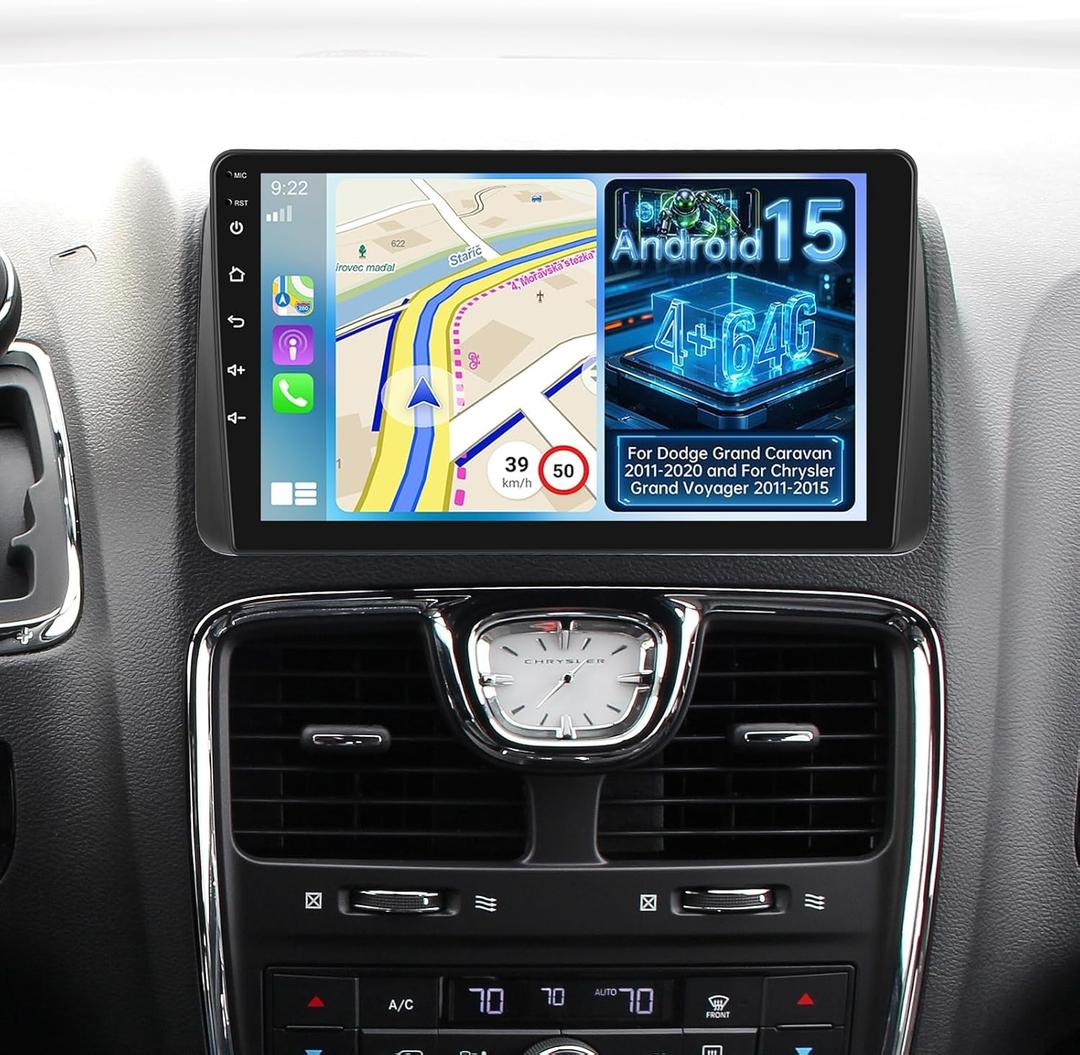 [4+64G] Upgrade Radio for Dodge Grand Caravan 2011-2020 & for Chrysler Grand Voyager 2011-2015 - 9 inch IPS Touchscreen Android Stereo - AI DSP, Carplay & Android Auto, Custom Homepage + Backup Camera
