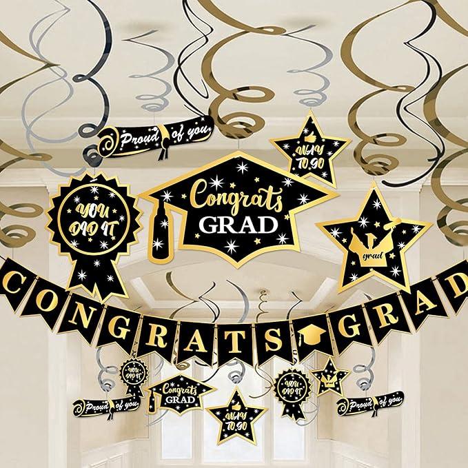 Graduation Decorations-Black and Gold