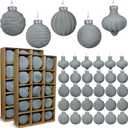 30 Pcs Velvet Christmas Ball Ornaments, Christmas Tree Ball Ornaments Flocked Plastic Balls Xmas Hanging Decorations for Tree Holiday Party (Dusty Blue, 3.15 Inch)