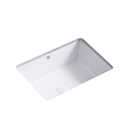 KINGWONG 18 Inch White Rectangle Vessel Sink for Bathrooms 18.3" x 13.78" Small Undermount Bathroom Sink Ceramic Porcelain Under Counter Basin Sink with Overflow 465mm x 350mm Lavamanos Para Baños