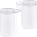 GO&SO White Lamp Shades Set of 2, Drum Lampshades for Table Lamp Floor Lamps, 12" Top x 14" Bottom x10" High (Spider) Natural Faux Silk Lamp Shade Replacement Modern Rustic Shade- Fold Easy Assembly