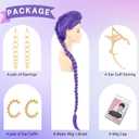 PUREHAIR 47 Inches Long Purple Braided Hair Anime Costume Wig High Temperature Heat Resistant Silk Fiber Natural Looking Cosplay Wig for Halloween Party, Cosplay (Purple, Adult Size)