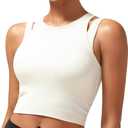 RUNNING GIRL Sports Bras for Women High Impact Seamless Ribbed Longline High Neck Workout Crop Tank Tops Padded L