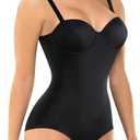 BRABIC Bodysuit Shapewear for Women Tummy Control Dress Backless Bodysuit Tops Body Shaper with Built-in Bra (Medium, Black)