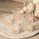 NEAGLORY Glass Votive Candle Holders Tealight Candle Holder Set of 6, Vintage Floating Candle Holder for Home, Wedding, Bridal Shower, Christmas, Thanksgiving, Party Table Centerpieces Decorations