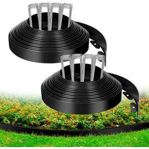 1.5 Inch x 100 FT Landscape Edging, Garden Edging Borders with 100pcs Upgrade Stakes, Flexible No Dig Plastic Garden Border for Lawn, Landscaping, Flower Beds and Yard