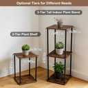 Vigordream Plant Stand Indoor Outdoor 2 Tier Metal Plant Shelf Tall Pedestal Stand Flower Pot Stands Multiple Planter Support Rack for Corner Living Room, Balcony, Garden Patio (Retro Brown, 17 INCH)