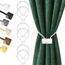 Hion Magnetic Curtain Tiebacks White 6 Pack, Curtain Tiebacks Buckles Holdbacks Holders Hooks Clip for Home Bedroom Office Decorative Thick or Thin Curtain