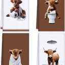 Peryiter 2 Pack Highland Cow Dish Kitchen Towels 18 x 26 Inch Farmhouse Cow Decorative Tea Towels Absorbent for Bathroom Kitchen Decor Cleaning Drying Housewarming Gift