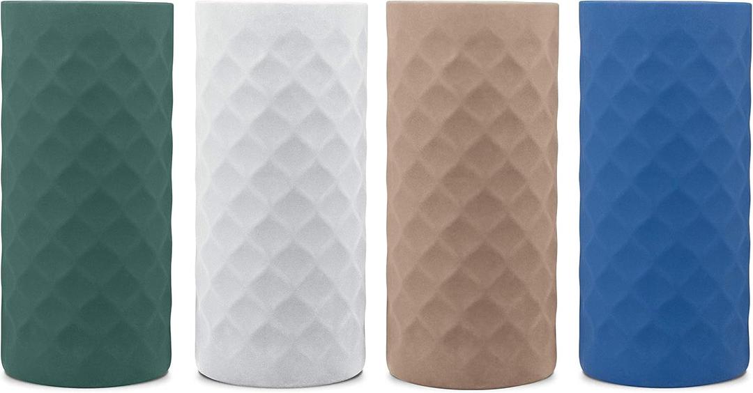 All About Juicing Silicone Sleeves for Glass Water Bottles - 4-Pack of Protective Holders 16-18 oz Capacity - Anti-Slip Protection for Beverage Containers, Smoothies, Juices - Insulating Carriers (Mountain Woodlands)