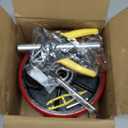 Pallet Jack/Truck Steering Wheels Set with Axle, Fasteners and Protective Caps (4 pcs) 7" x 2" with Bearings ID 20mm Poly Tread Red, Tool Kit Included