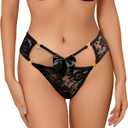 Hibluco Women Sexy Underwear Floral Lace Panties Mesh Hipster Stretch Bikinis (XS)