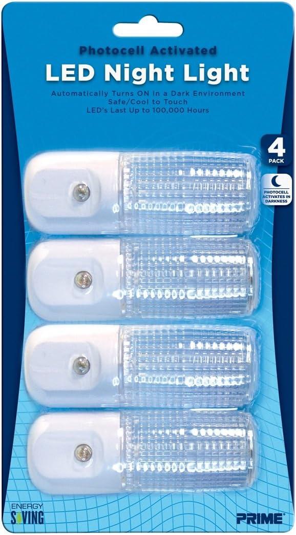 Prime Wire & Cable NLAE334P Automatic Night Light White LED, 4-Pack