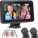 Baby Car Camera for 2 Kids - 4.3" Dual Channel Car Baby Monitor with Split Screen,Night Vision, Wide View, Easy Install Rear Facing Backseat Camera for Baby