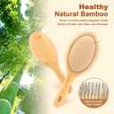 LIYI Bamboo Hair Brush with Stainless Steel Bristles for Hair Growth - Massaging Scalp Detangling Hairbrush for Women, Men & Kids - Wooden Paddle Hairbrush for All Hair Types (Large Oval Bamboo)
