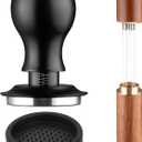Espresso Distribution Tool Accessories - 53mm Spring Loaded Coffee Calibrated Tamper Kit with Needles, WDT Stainless Steel Espresso Stirrer Dosing Funnel Set for Barista Coffee Machines