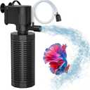 OQTTNEO Aquarium Internal Filter for 2050 Gallons, UltraQuiet Fish Tank Filter Biochemical Filtration 320GPH Powerful Pump Submersible Aquarium Filter Tank Clear Air Supply (13W Filter)