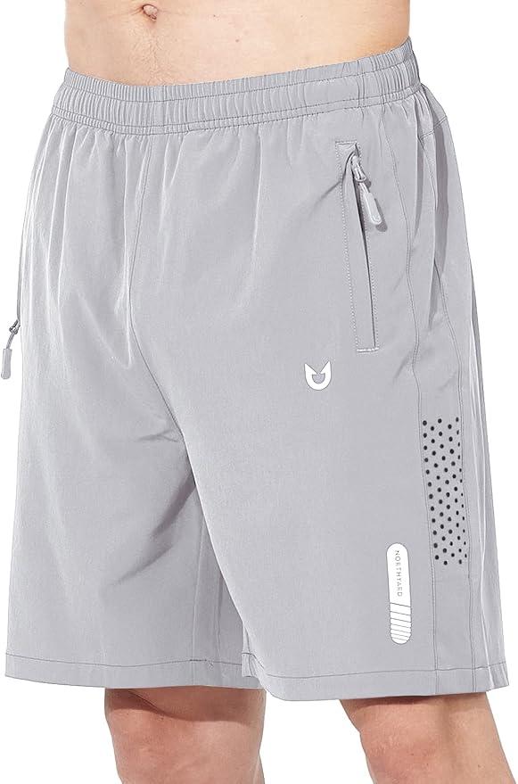 NORTHYARD Men's Athletic Running Shorts Quick Dry Workout Shorts 7"/ 5"/ 9" Lightweight Sports Gym Basketball Tennis Hiking (Large, Grey)
