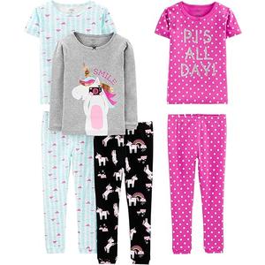 Simple Joys by Carter's girls 4-piece Snug Fit Cotton Pajama Set, 4T, Black Unicorn/Blue Tortoise/Grey Heather/Pink Polka Dot
