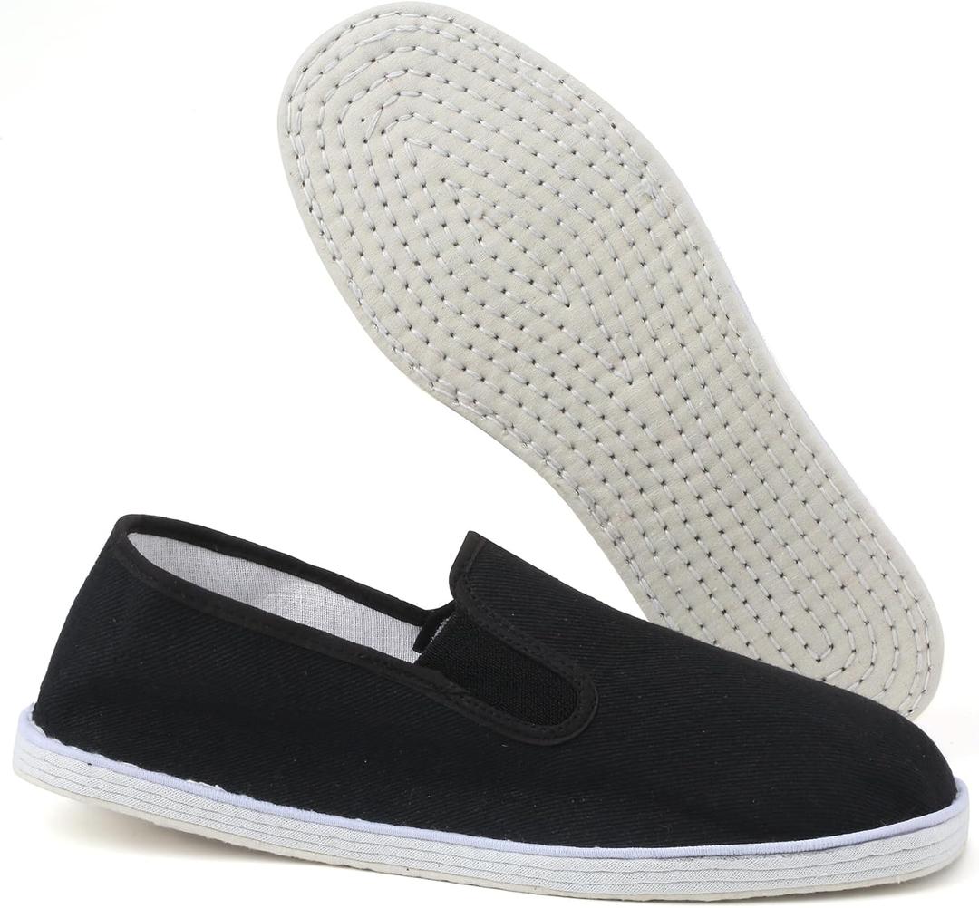 Martial Art Cloth Shoes Kung Fu Tai Chi Cotton Sole Canvas Shoes Black (8 Women/6.5 Men)