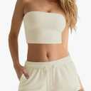 Two Piece Sets for Women Summer, Sweat Shorts & Strapless Tube Tops for Women, Bandeau Tops & Sweatshorts L, Beige